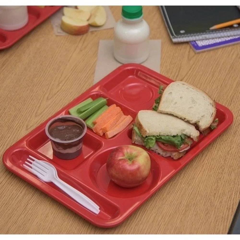 12 Red Carlisle Food service Products Right-Hand 6-Compartment Tray 10